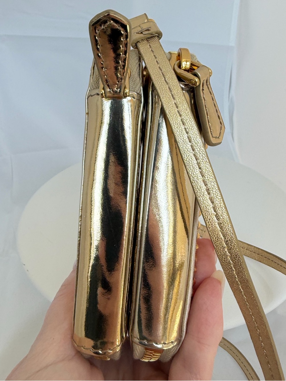 PRADA Gold Crystal Triangle Mini Crossbody - Picture 9 of 9